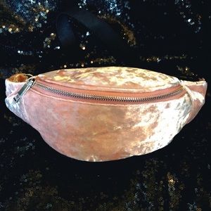 Pink Velour Fanny Pack w/ adjustable strap